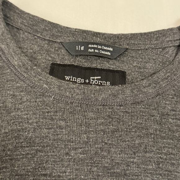 Wings And Horns Gray Large Short Sleeve Shirt Made In Canada! Immaculate G - Picture 7 of 7